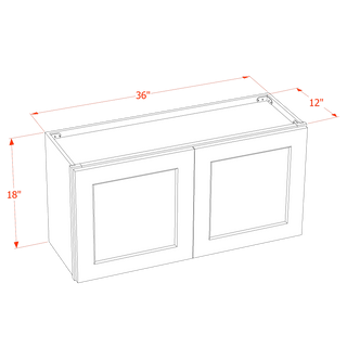 SM-W3618: Gabinete de pared estándar con dos puertas, de 36" de ancho x 18" de alto, de color marrón moca 