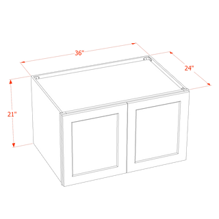 TG-W362124: Soft Green Shaker 36"W x 21"H x 24"D 2 Doors & 1 Shelf Standard Bridge Wall Cabinet