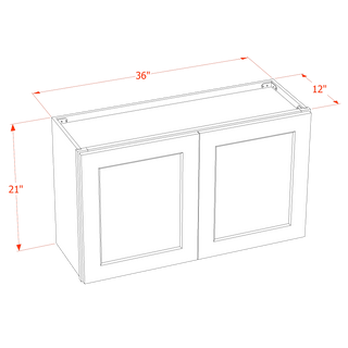 SF-W3621: Frost White Slim Shaker 36"W x 21"H 2 Doors Standard Wall Bridge Cabinet