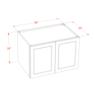 SF-W332424: Frost White Slim Shaker 33"W x 24"H x 24"D 2 Doors & 1 Shelf Standard Bridge Wall Cabinet