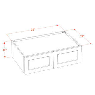 SF-W391224: Frost White Slim Shaker 39"W x 12"H x 24"D 2 Doors Standard Bridge Wall Cabinet