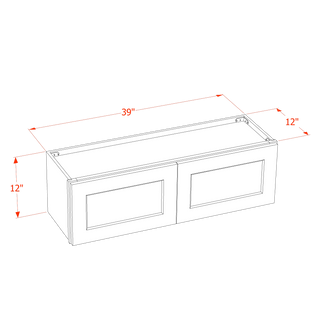 SF-W3912: Frost White Slim Shaker 39"W x 12"H 2 Doors Standard Wall Bridge Cabinet