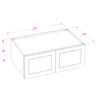 SF-W391524: Frost White Slim Shaker 39"W x 15"H x 24"D 2 Doors Standard Bridge Wall Cabinet