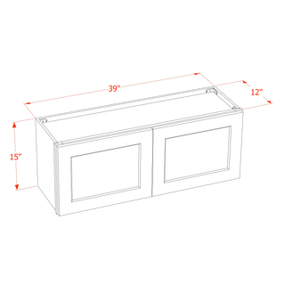 SF-W3915: Frost White Slim Shaker 39"W x 15"H 2 Doors Standard Wall Bridge Cabinet