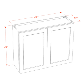 SF-W3930: Frost White Slim Shaker 39"W x 30"H 2 Doors & 2 Shelves Standard Wall Cabinet