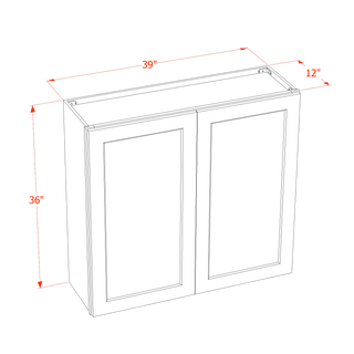 SF-W3936: Frost White Slim Shaker 39"W x 36"H 2 Doors & 2 Shelves Standard Wall Cabinet