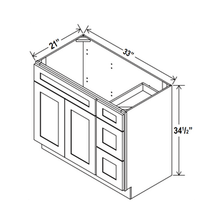 Aston Green - 33"W Offset - Sink Vanity Combo Cabinet (Drawer on Right) - homecabinets