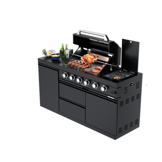 Black - 2PC 304 Stainless Steel Modular Outdoor Kitchen with 4 - Burner Grill - homecabinets