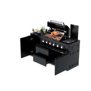 Black - 2PC 304 Stainless Steel Modular Outdoor Kitchen with 4 - Burner Grill - homecabinets