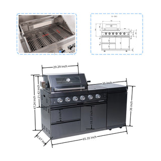 Black - 2PC 304 Stainless Steel Modular Outdoor Kitchen with 4 - Burner Grill - homecabinets