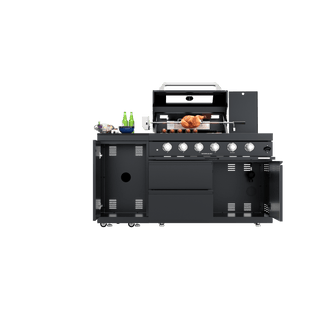 Black - 2PC 304 Stainless Steel Modular Outdoor Kitchen with 4 - Burner Grill - homecabinets