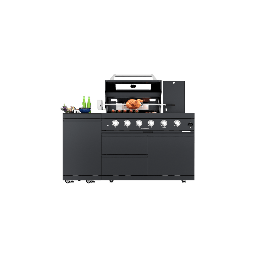Black - Compact 2PC 304 Stainless Steel Modular Outdoor Kitchen with 4 ...