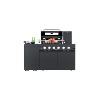 Black - 2PC 304 Stainless Steel Modular Outdoor Kitchen with 4 - Burner Grill - homecabinets