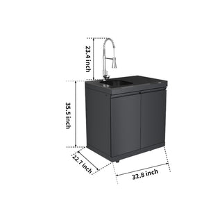 Black - 304 Stainless Steel Modular Outdoor Kitchen Double - Door Sink Cabinet - homecabinets