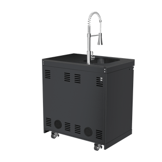 Black - 304 Stainless Steel Modular Outdoor Kitchen Double - Door Sink Cabinet - homecabinets