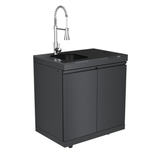Black - 304 Stainless Steel Modular Outdoor Kitchen Double - Door Sink Cabinet - homecabinets