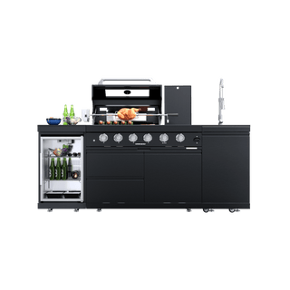 Black - 3PC 304 Stainless Steel Modular Outdoor Kitchen with 4 - Burner Grill - homecabinets
