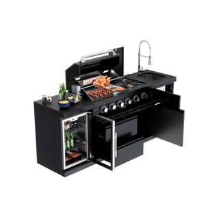 Black - 3PC 304 Stainless Steel Modular Outdoor Kitchen with 4 - Burner Grill - homecabinets