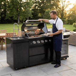 Black - 3PC 304 Stainless Steel Modular Outdoor Kitchen with 4 - Burner Grill - homecabinets
