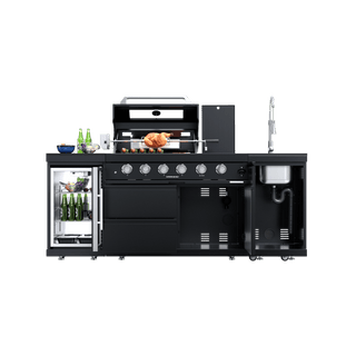 Black - 3PC 304 Stainless Steel Modular Outdoor Kitchen with 4 - Burner Grill - homecabinets