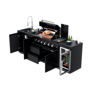 Black - 3PC 304 Stainless Steel Modular Outdoor Kitchen with 4 - Burner Grill - homecabinets