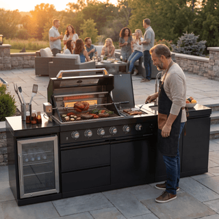 Black - 3PC 304 Stainless Steel Modular Outdoor Kitchen with 4 - Burner Grill - homecabinets