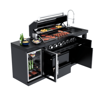 Black - 3PC 304 Stainless Steel Modular Outdoor Kitchen with 6 - Burner Grill - homecabinets