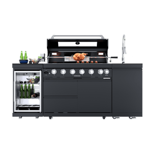 Black - 3PC 304 Stainless Steel Modular Outdoor Kitchen with 6 - Burner Grill - homecabinets