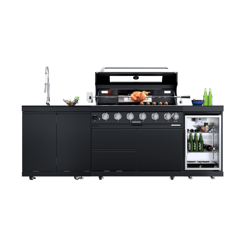 Black - Mid-Sized 3PC 304 Stainless Steel Modular Outdoor Kitchen with ...
