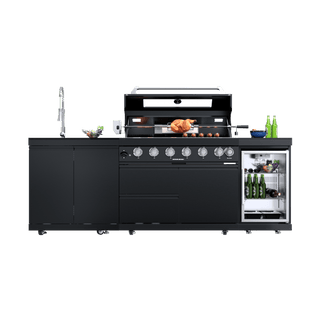 Black - 3PC 304 Stainless Steel Modular Outdoor Kitchen with 6 - Burner Grill - homecabinets