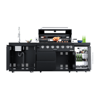 Black - 3PC 304 Stainless Steel Modular Outdoor Kitchen with 6 - Burner Grill - homecabinets