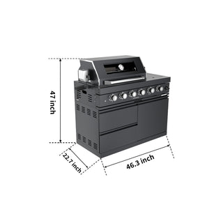 Black - 46 - Inch 304 Stainless Steel Modular Outdoor Kitchen 4 - Burner Gas Grill with Side Burner - homecabinets