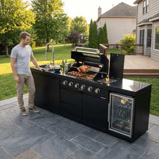 Black - 4PC 304 Stainless Steel Modular Outdoor Kitchen with 4 - Burner Grill - homecabinets