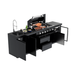 Black - 4PC 304 Stainless Steel Modular Outdoor Kitchen with 4 - Burner Grill - homecabinets