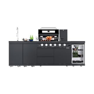 Black - 4PC 304 Stainless Steel Modular Outdoor Kitchen with 4 - Burner Grill - homecabinets