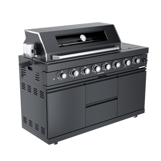 Black - 58 - Inch 304 Stainless Steel Modular Outdoor Kitchen 6 - Burner Gas Grill with Side Burner - homecabinets