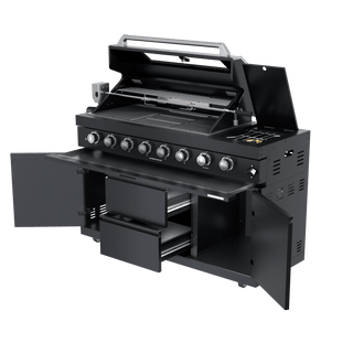 Black - 58 - Inch 304 Stainless Steel Modular Outdoor Kitchen 6 - Burner Gas Grill with Side Burner - homecabinets