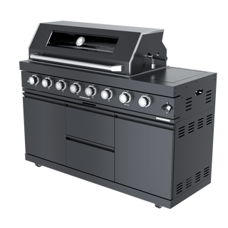 Black - 58 - Inch 304 Stainless Steel Modular Outdoor Kitchen 6 - Burner Gas Grill with Side Burner - homecabinets