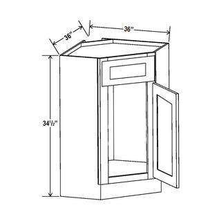 Classic White - 36"W Corner Sink Base Cabinet - homecabinets
