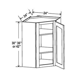 Double Dove White - 24"W × 42"H Diagonal Corner Wall Cabinet - homecabinets