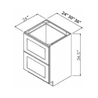 Double Dove White - 36"W Drawer Base Cabinet - homecabinets