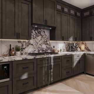 Double Smokey Gray - 33"W Offset - Sink Vanity Combo Cabinet (Drawer on Left) - homecabinets