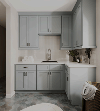 Dove Gray - 15"W Full - Height Door Base Cabinet - homecabinets