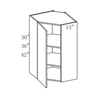 Frameless Arcadia Yellow Walnut - 24"W × 30"H Diagonal Corner Wall Cabinet - homecabinets