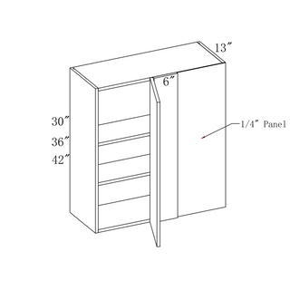 Frameless Arcadia Yellow Walnut - 30"W × 42"H Blind Corner Wall Cabinet - homecabinets