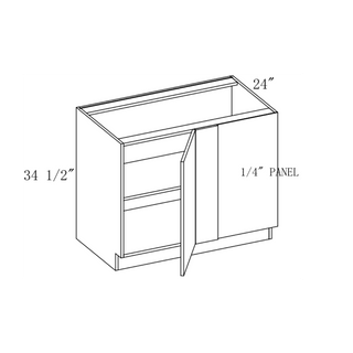 Frameless Arcadia Yellow Walnut - 36"W Blind Corner Base Cabinet - homecabinets