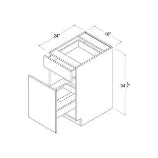 Frameless High - Glossy Gray - 18"W Trash Pull - Out Base Cabinet - homecabinets