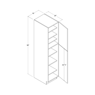 Frameless High - Glossy Gray - 24"W × 96"H Tall Pantry Cabinet - homecabinets