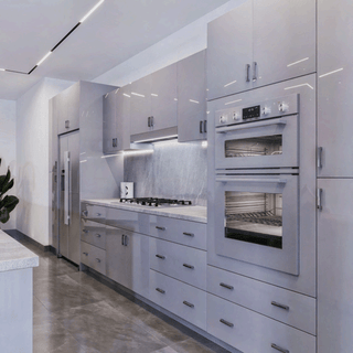 Frameless High - Glossy Gray - 36"W Farmhouse Sink Base Cabinet - homecabinets