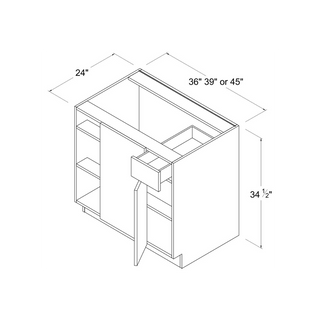 Frameless High - Glossy Gray - 45"W Blind Corner Base Cabinet - homecabinets
